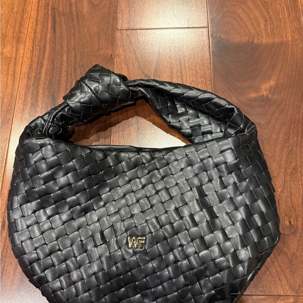 White Fox Boutique Black Woven Shoulder Bag